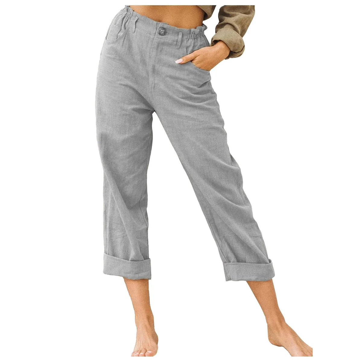 Pantalon Fluide Femme Décontracté Coton Lin 1