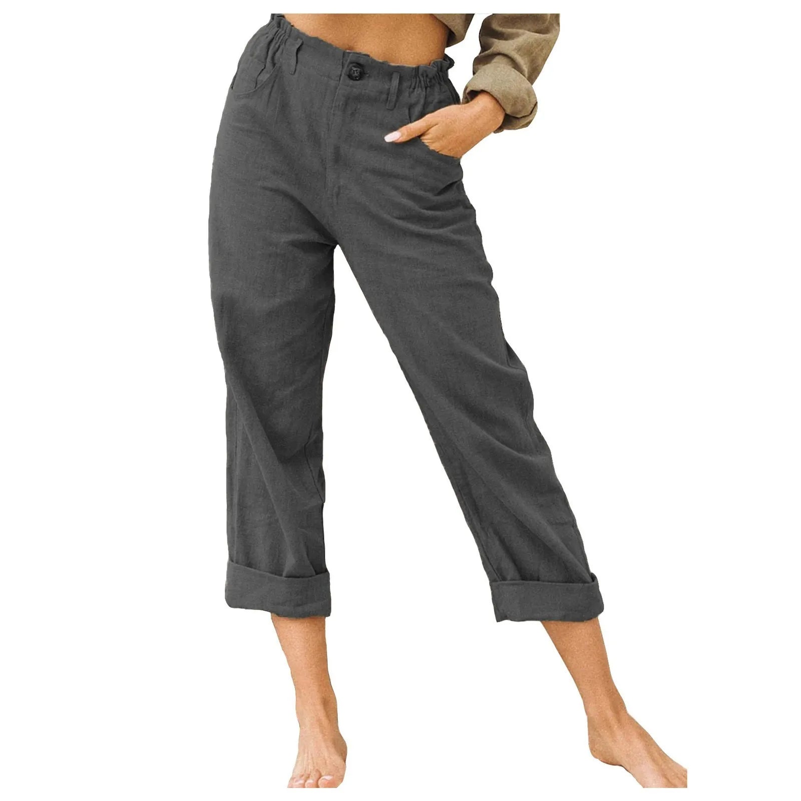 Pantalon Fluide Femme Décontracté Coton Lin 2