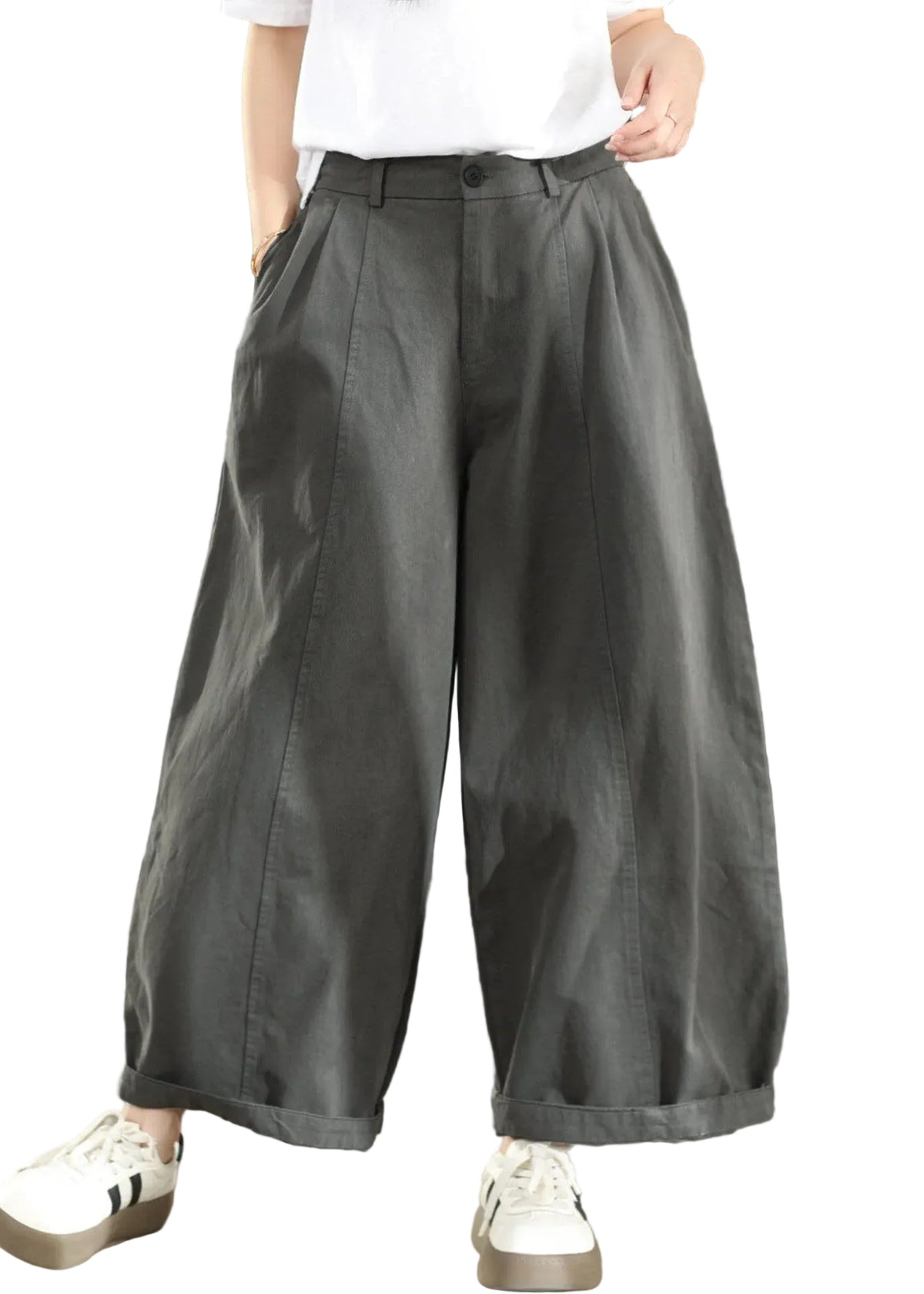 Pantalon Fluide Femme Large Oversize Style Décontracté Automnal 0