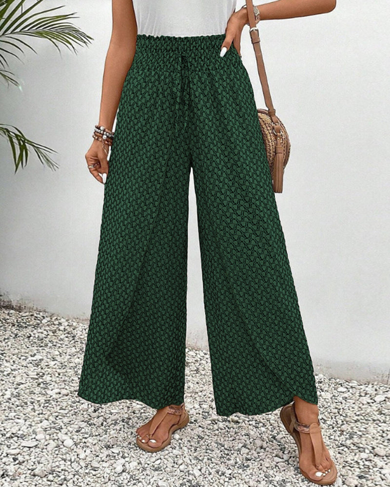 Pantalon Fluide Femme Taille Haute Imprimé Géométrique 8