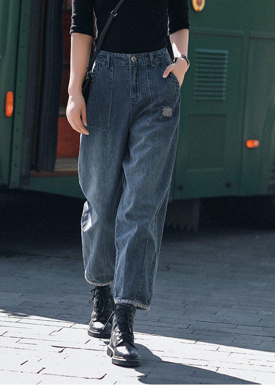 Pantalon Harem Femme Taille Haute avec Poches 2