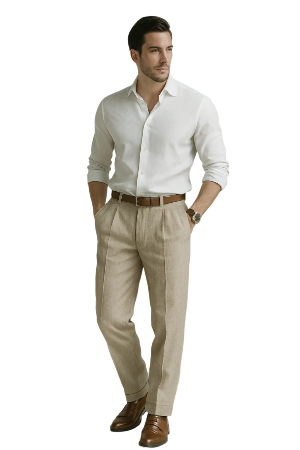 Pantalon Homme Classique Droit en Tissu Durable 0
