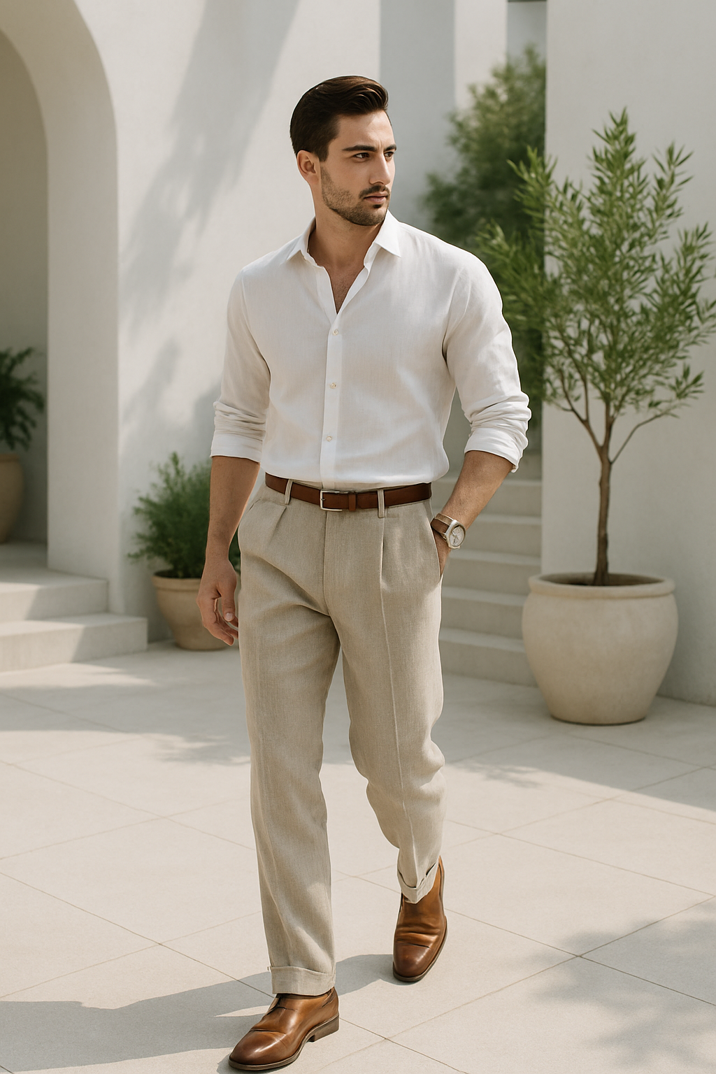 Pantalon Homme Classique Droit en Tissu Durable 2