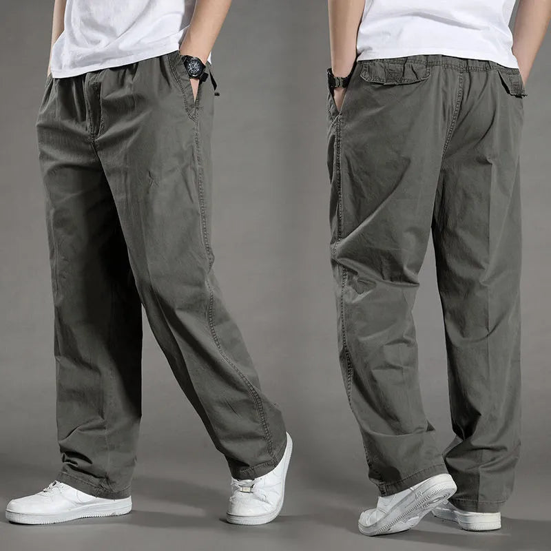 Pantalon Homme Coupe Décontractée en Tissu Doux avec Poches Arrière 2