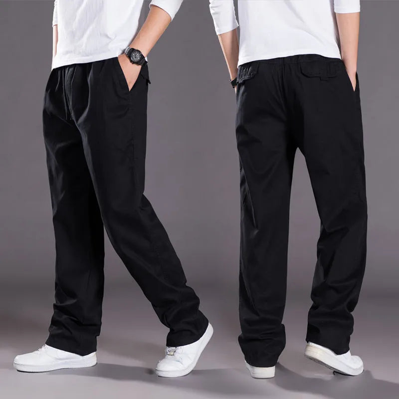Pantalon Homme Coupe Décontractée en Tissu Doux avec Poches Arrière 3