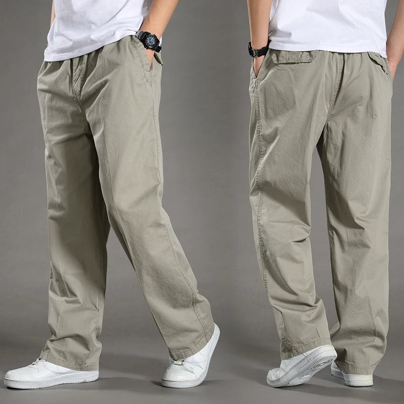 Pantalon Homme Coupe Décontractée en Tissu Doux avec Poches Arrière 4
