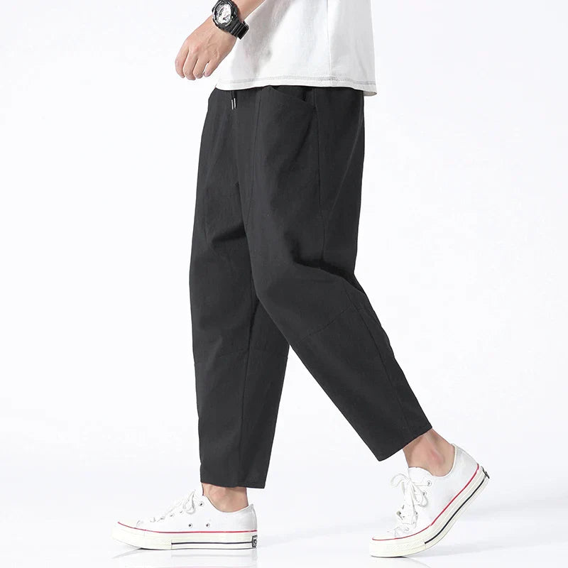 Pantalon Homme Court Décontracté avec Taille Réglable et Panneaux Articulés 1