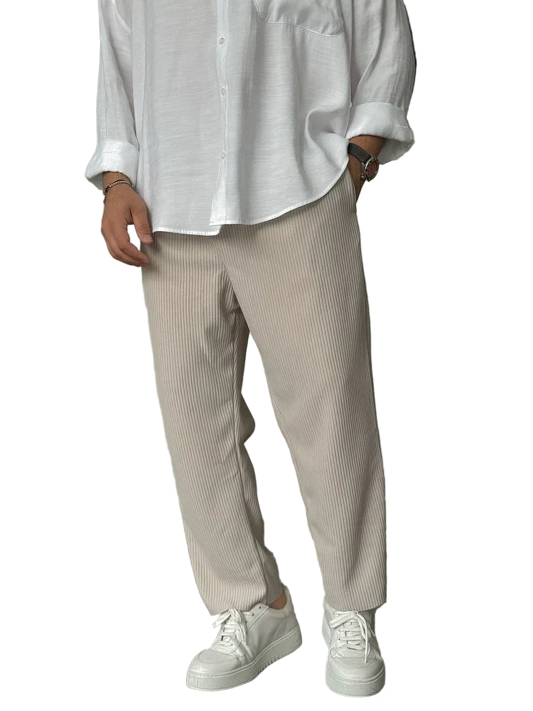 Pantalon Homme Décontracté Coupe Confortable Côtelée 0