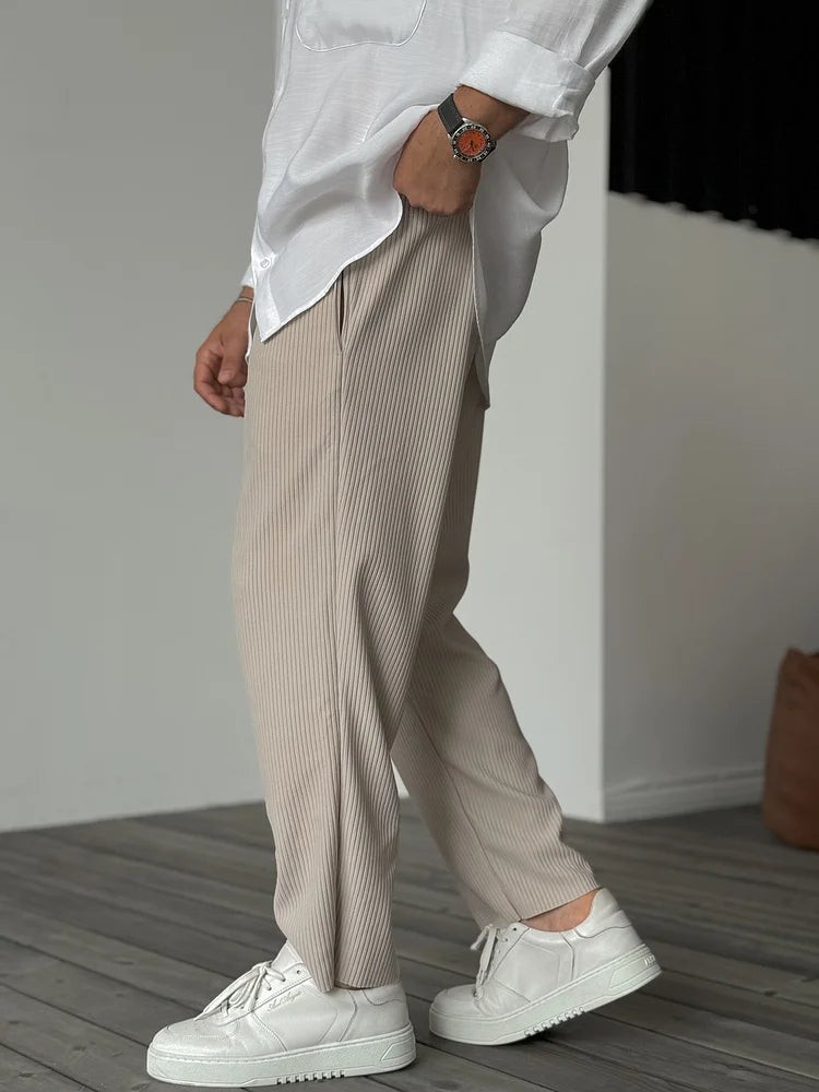 Pantalon Homme Décontracté Coupe Confortable Côtelée 2