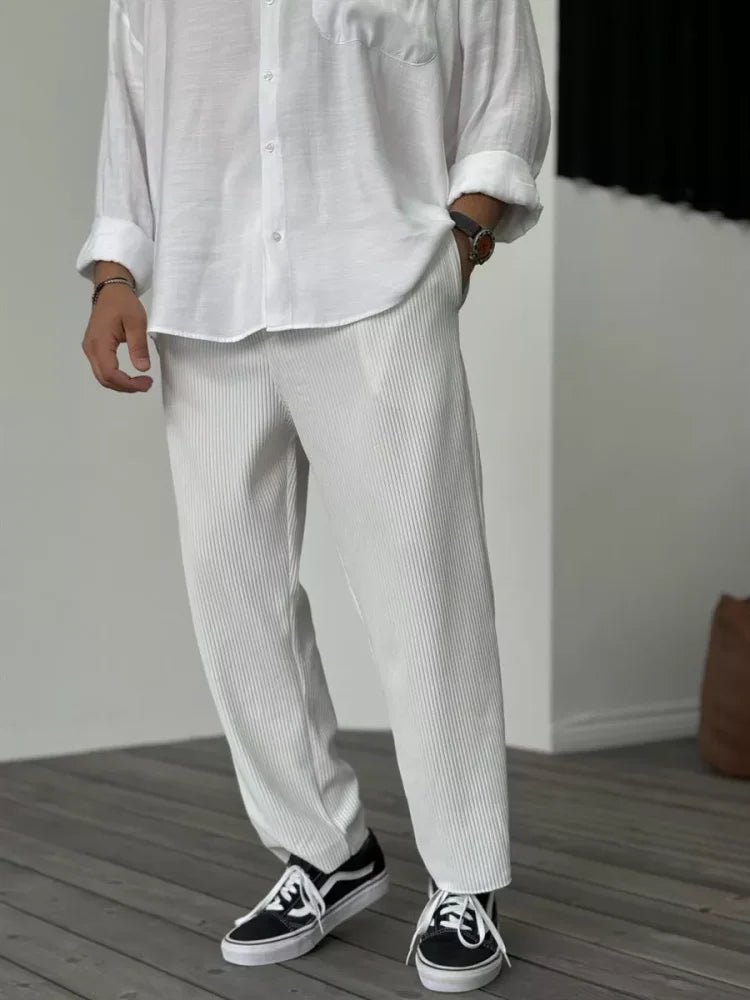 Pantalon Homme Décontracté Coupe Confortable Côtelée 4