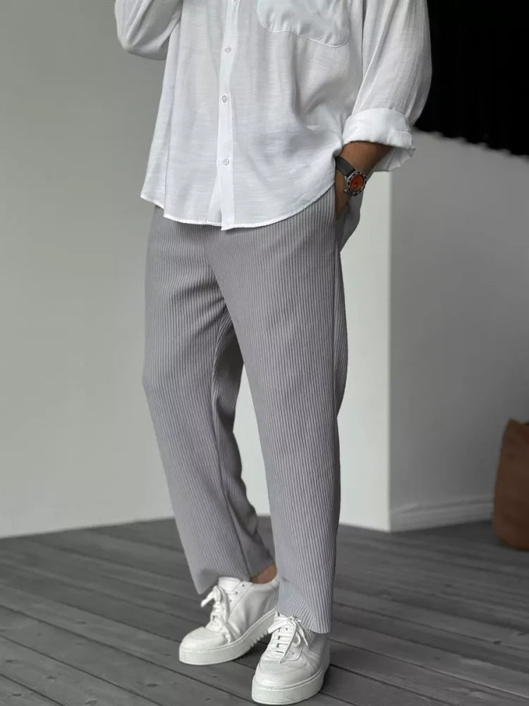 Pantalon Homme Décontracté Coupe Confortable Côtelée 5