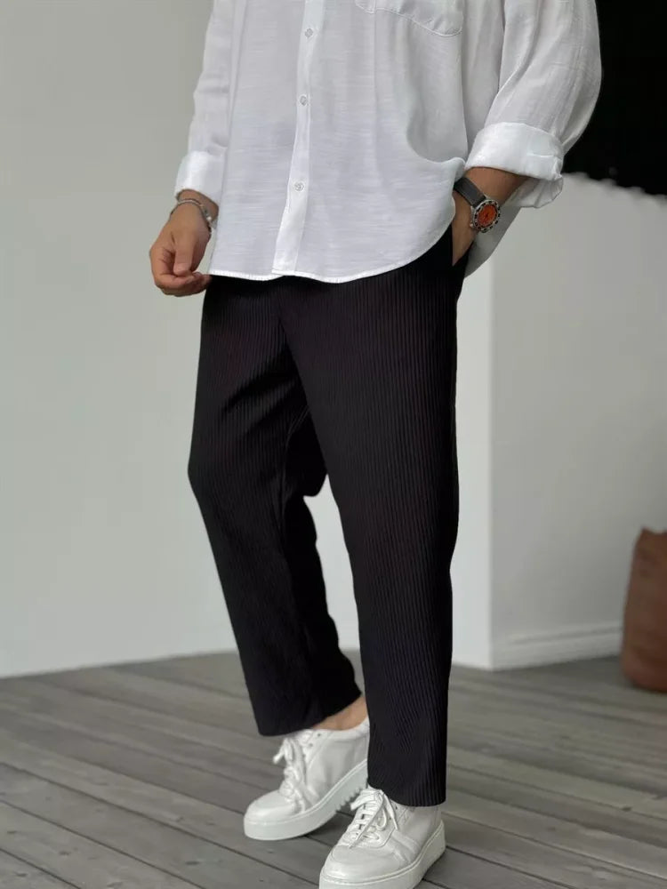Pantalon Homme Décontracté Coupe Confortable Côtelée 6
