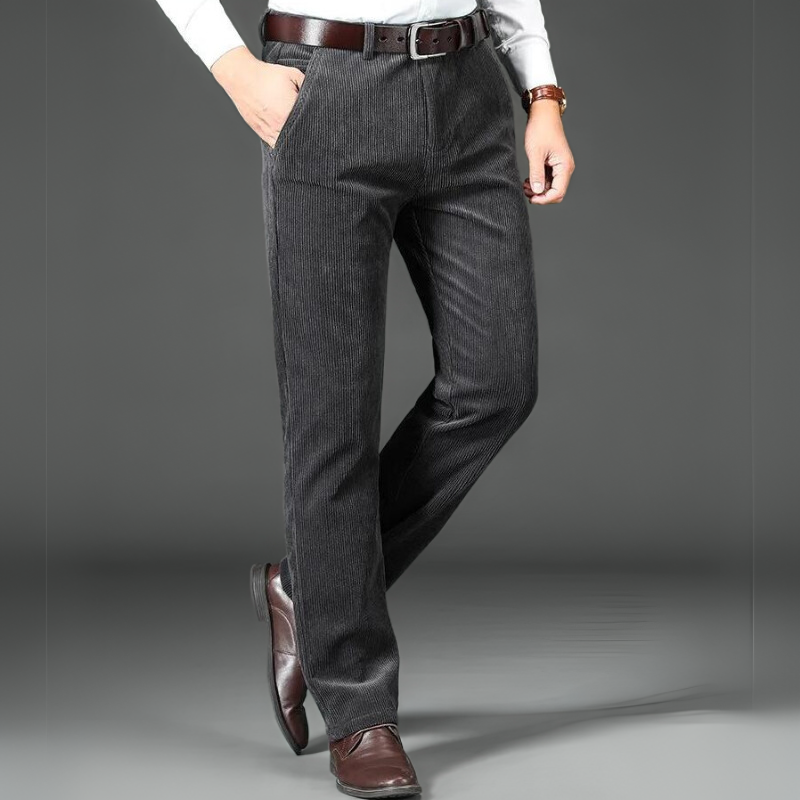 Pantalon Homme Velours Côtelé Doublé Fleece Ajusté 2