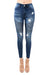 Pantalon Jean Skinny Moto Taille Haute Denim 0
