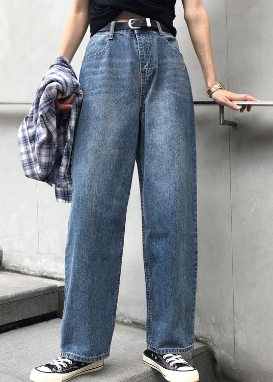 Pantalon Large Femme Taille Haute Denim Vintage 0