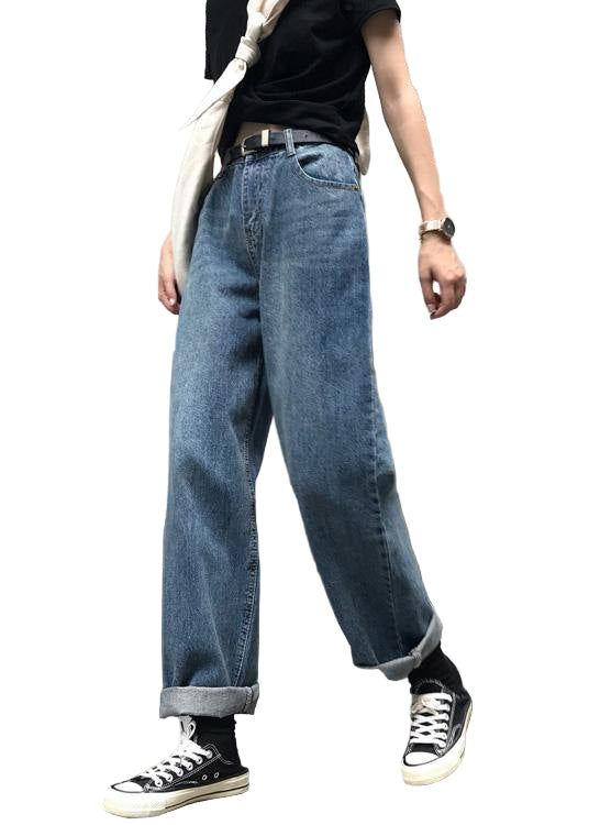 Pantalon Large Femme Taille Haute Denim Vintage 1