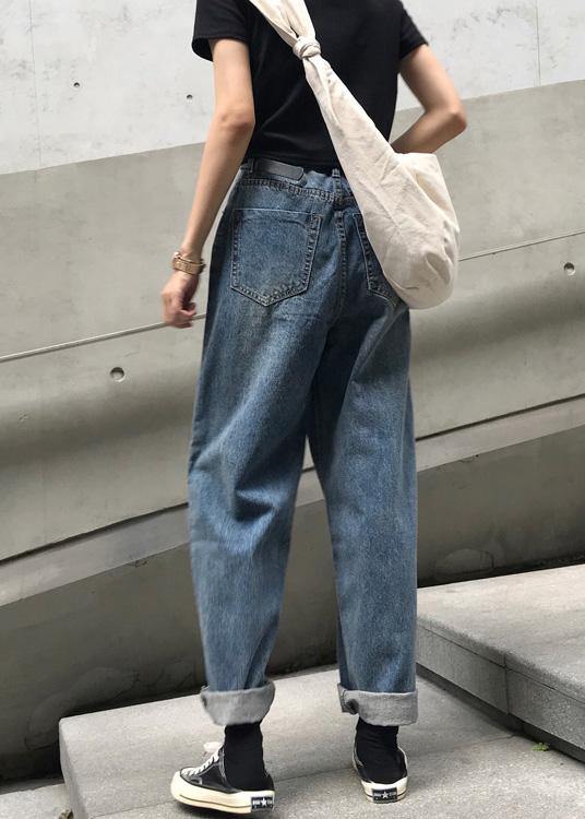 Pantalon Large Femme Taille Haute Denim Vintage 3