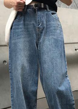 Pantalon Large Femme Taille Haute Denim Vintage 4