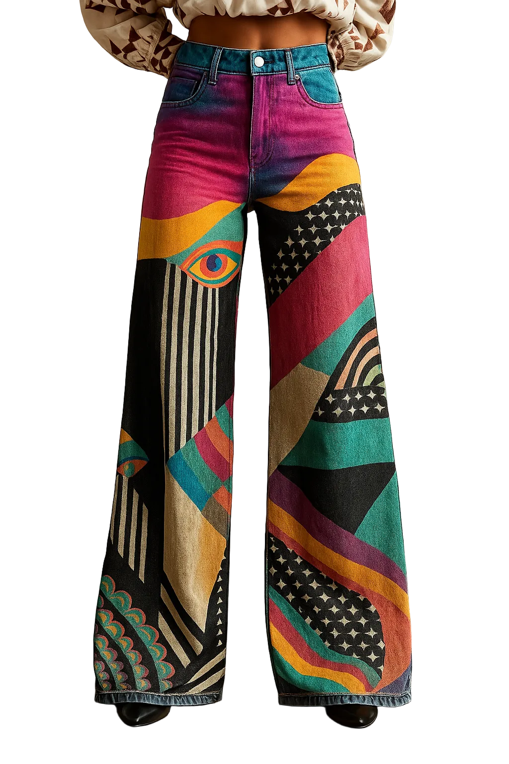 Pantalon Large Graphique pour Femme 0