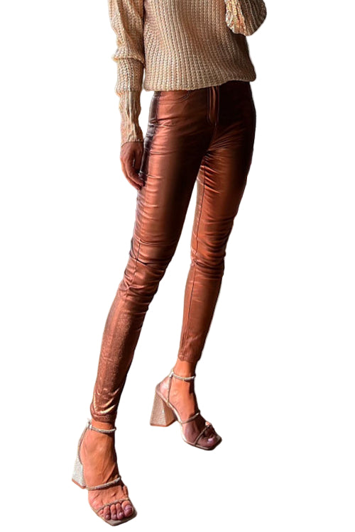 Pantalon Legging Skinny Métallisé Femme 0