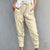 Pantalon Slim Femme Taille Haute en Couleur Unie avec Lacets 11