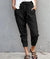 Pantalon Slim Femme Taille Haute en Couleur Unie avec Lacets 14
