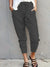 Pantalon Slim Femme Taille Haute en Couleur Unie avec Lacets 6