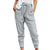 Pantalon Slim Femme Taille Haute en Couleur Unie avec Lacets 7