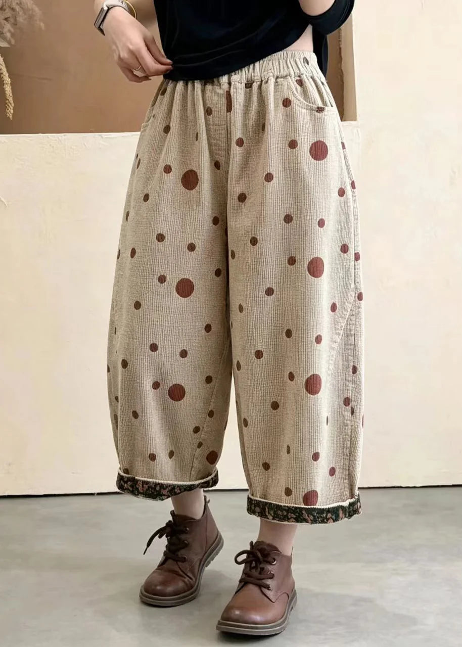 Pantalon court à pois pour femme avec poches et revers 3