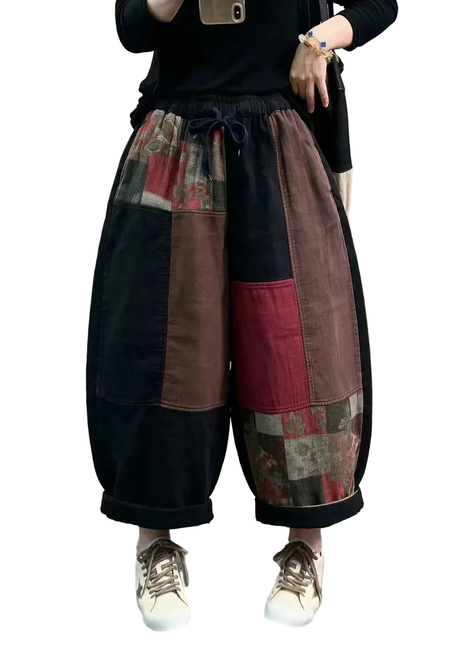 Pantalon court décontracté à taille élastique pour femme 0