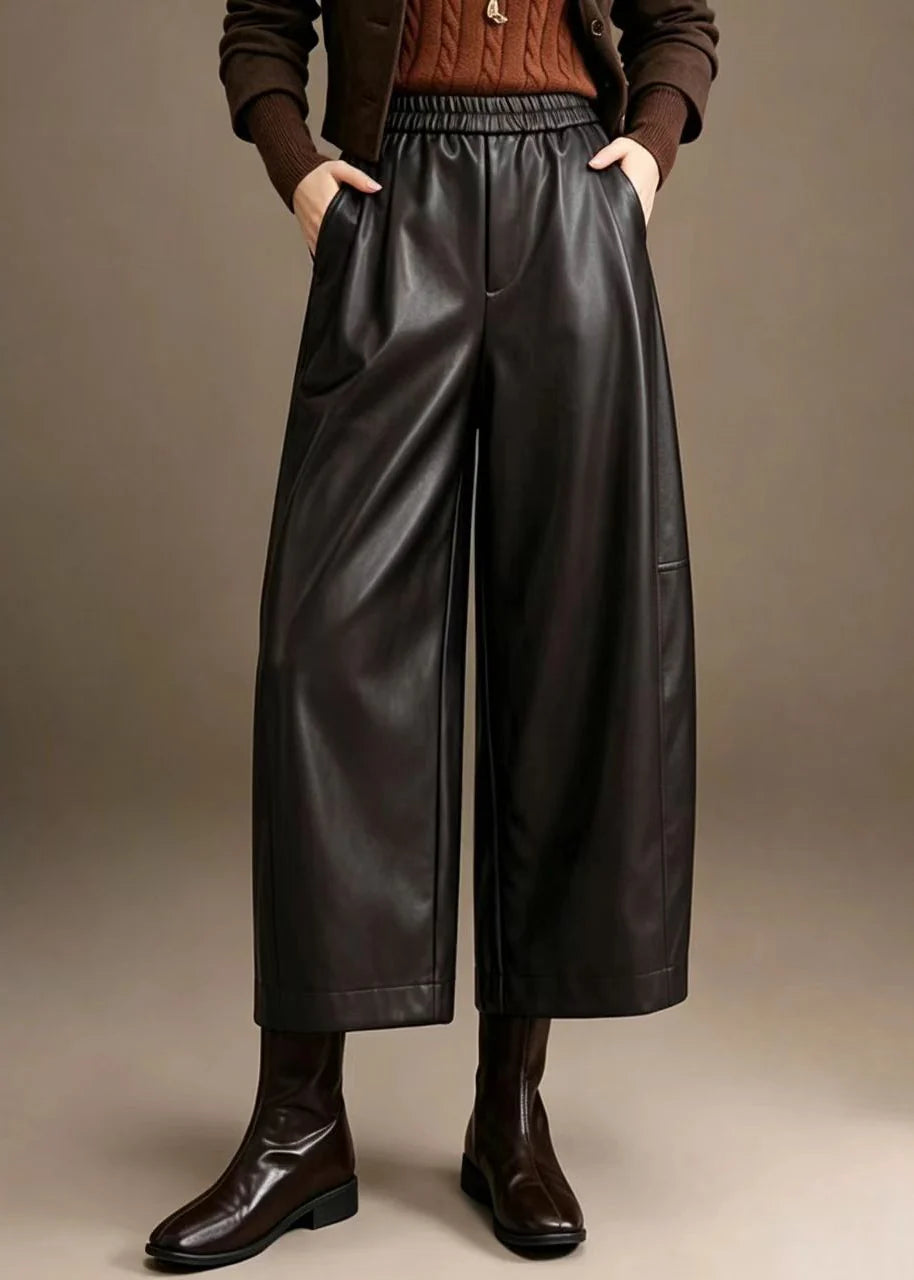 Pantalon court droit pour femme taille élastique 1