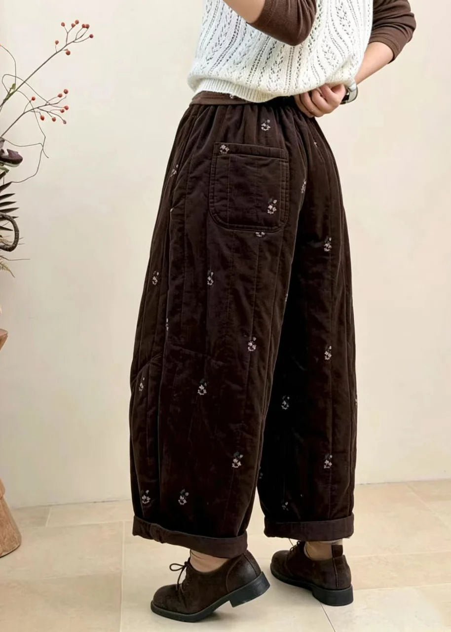Pantalon court femme brodé style décontracté 3