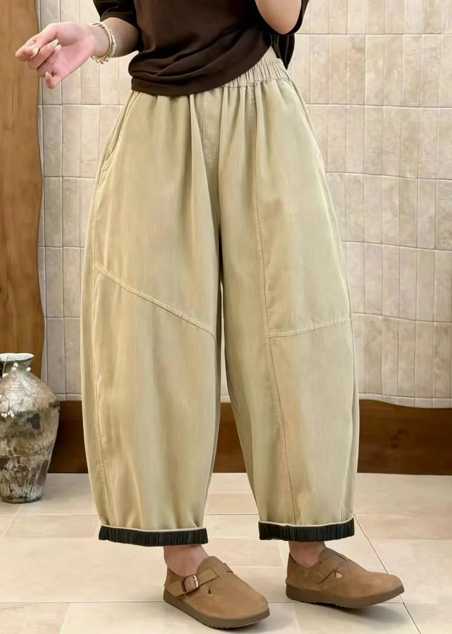 Pantalon court femme décontracté taille haute à poches 2
