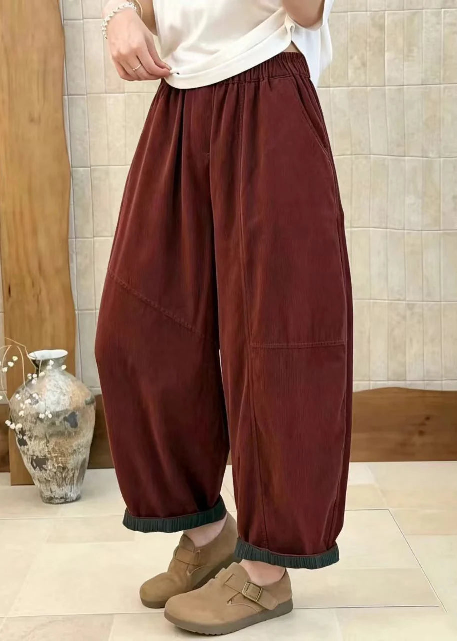 Pantalon court femme taille haute ample 3