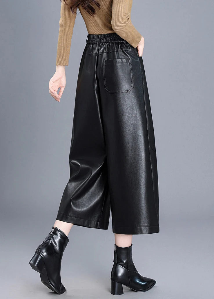 Pantalon court femme taille haute jambes larges 3