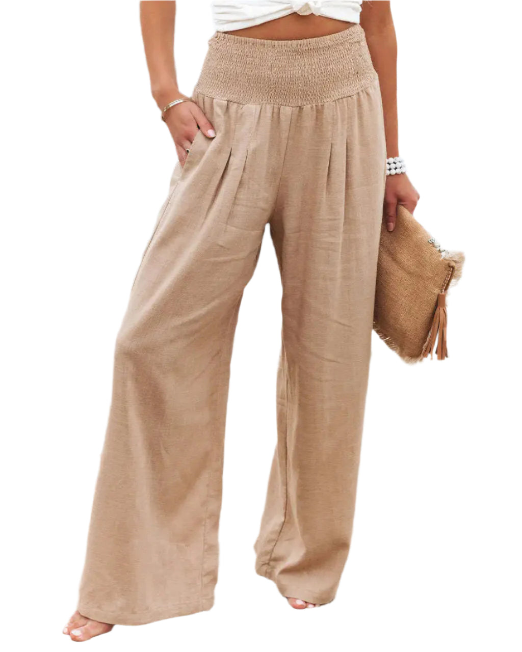 Pantalon d'Été Femme Large en Mélange de Nylon et Coton 0