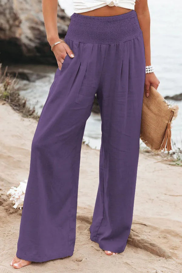 Pantalon d'Été Femme Large en Mélange de Nylon et Coton 10