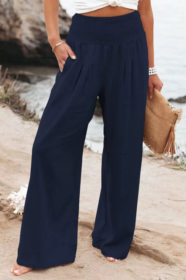 Pantalon d'Été Femme Large en Mélange de Nylon et Coton 11