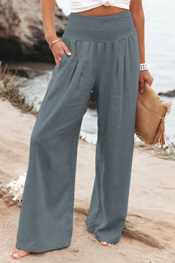 Pantalon d'Été Femme Large en Mélange de Nylon et Coton 12