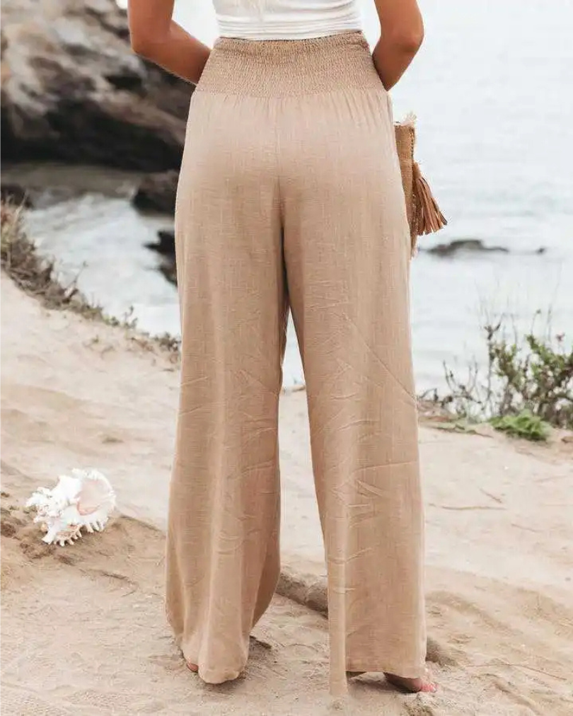 Pantalon d'Été Femme Large en Mélange de Nylon et Coton 1