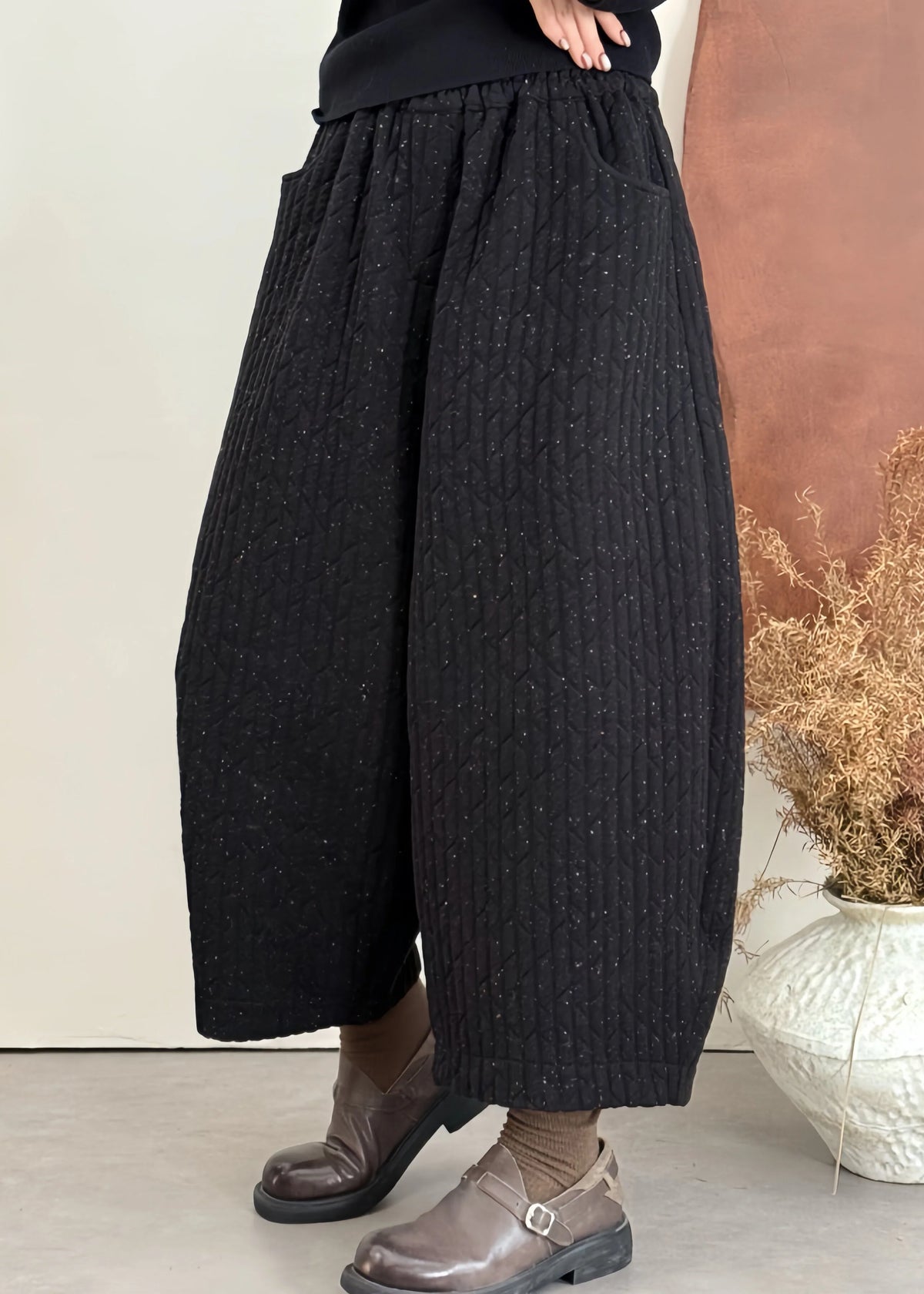 Pantalon d'hiver ample pour femme avec poches patchwork 4