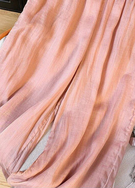 Pantalon décontracté femme taille élastique brodé été 2