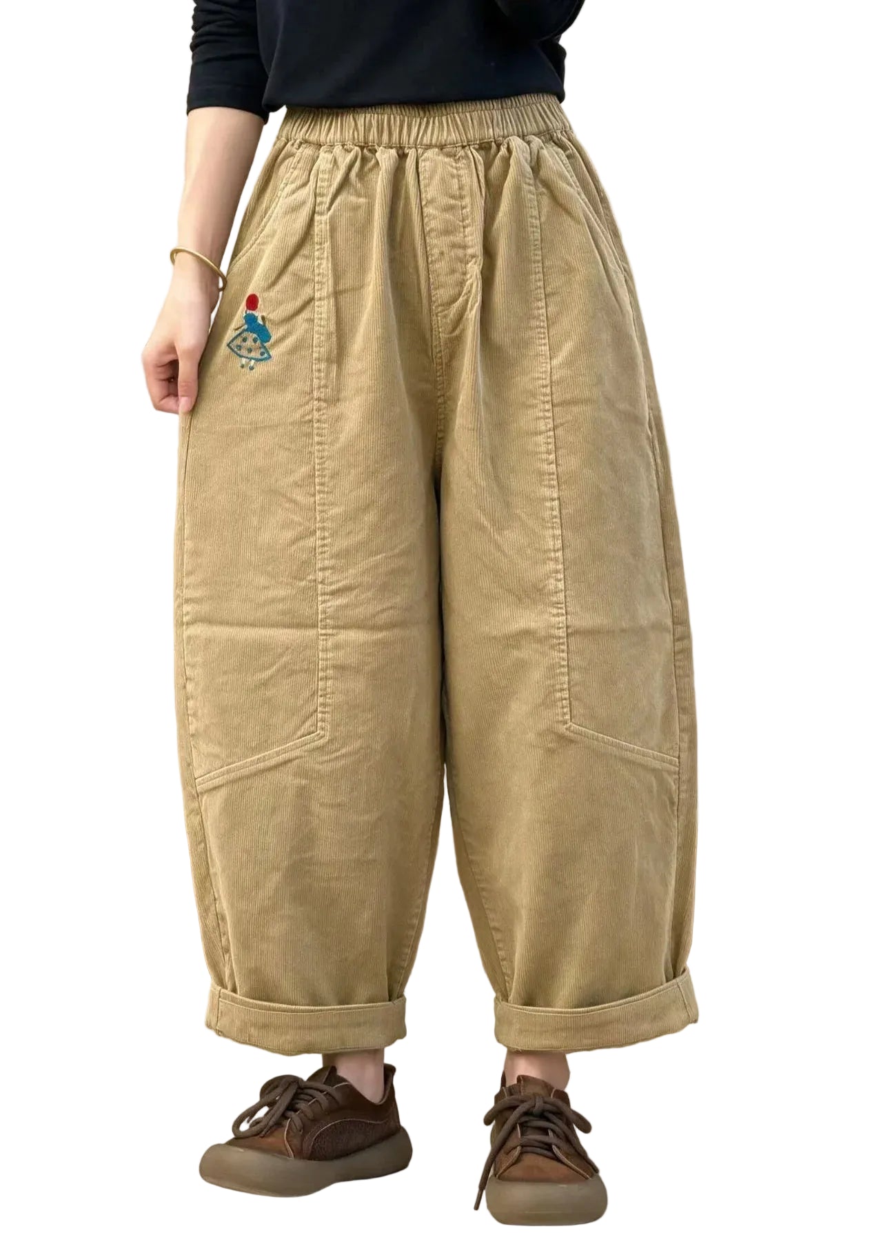 Pantalon décontracté patchwork pour homme avec poches brodées 0