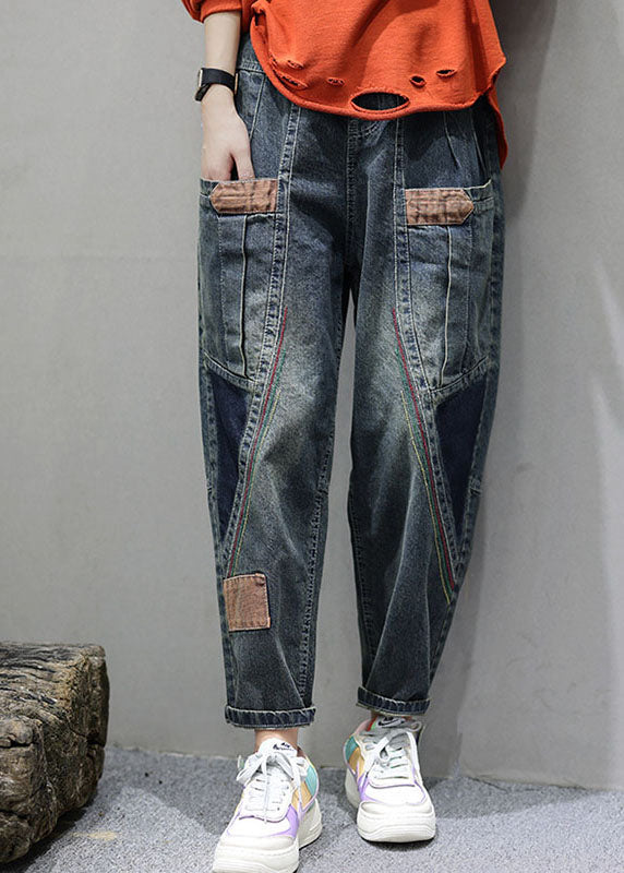 Pantalon en Denim Femme avec Poches et Patchwork 1