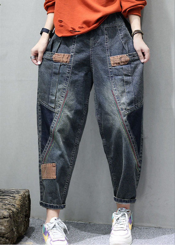 Pantalon en Denim Femme avec Poches et Patchwork 2