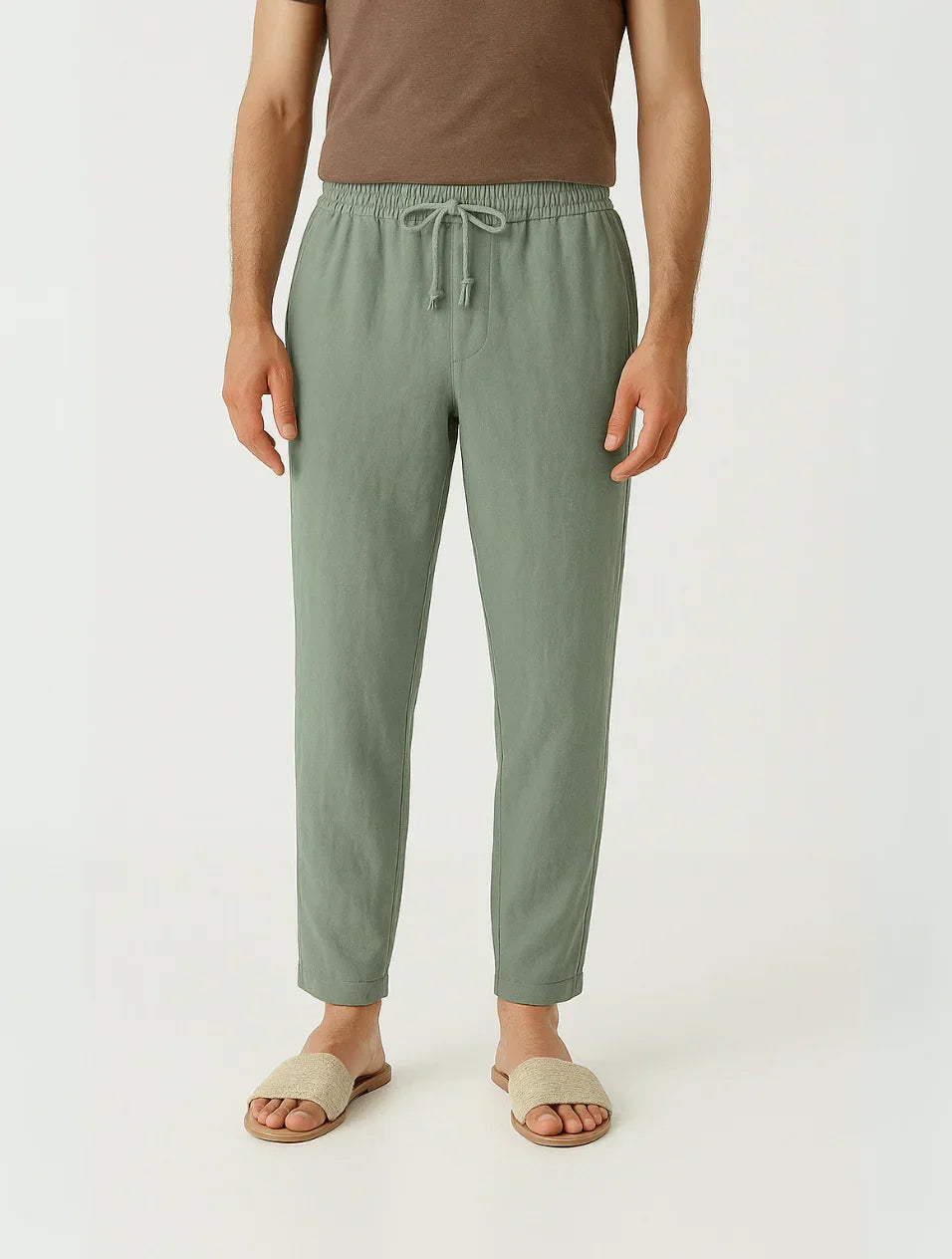 Pantalon en Lin pour Hommes Style Décontracté 5
