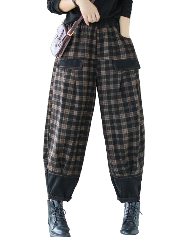 Pantalon en denim à carreaux pour femmes 0