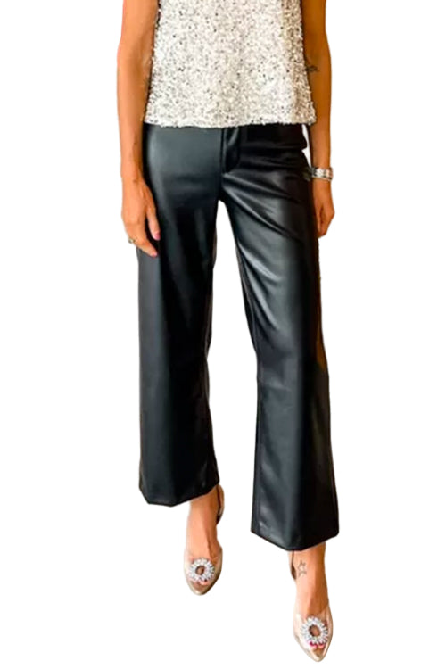 Pantalon en similicuir à jambe droite pour Femme 0