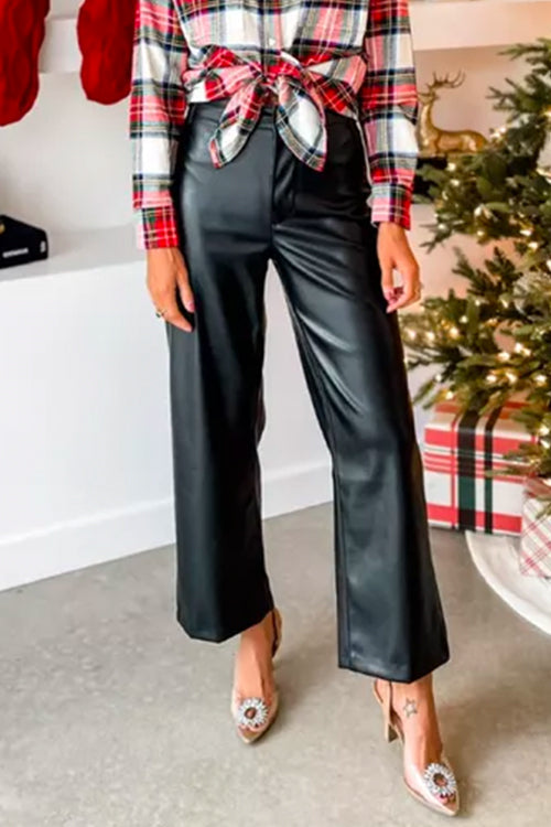 Pantalon en similicuir à jambe droite pour Femme 1