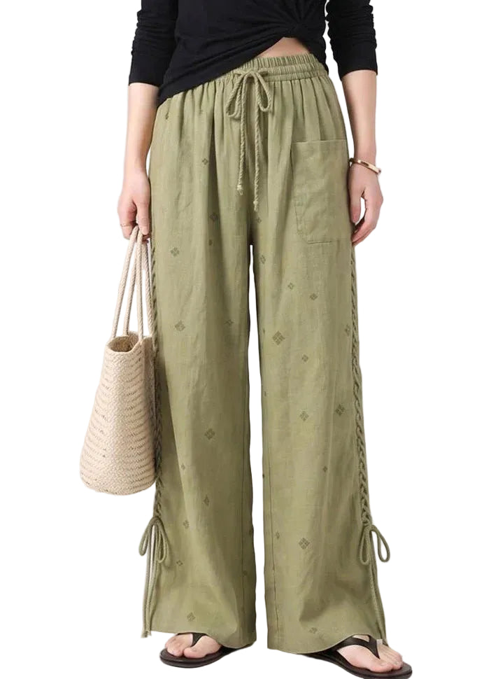 Pantalon large à cordon de serrage et jambes nouées pour femme 0